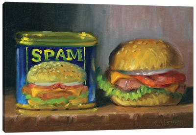 Spam Burger Canvas Art Print - American Cuisine Art