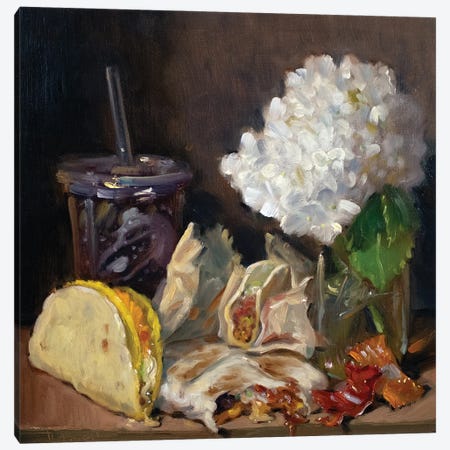 Taco Bell And Hydrangeas Canvas Print #NVR19} by Noah Verrier Canvas Wall Art