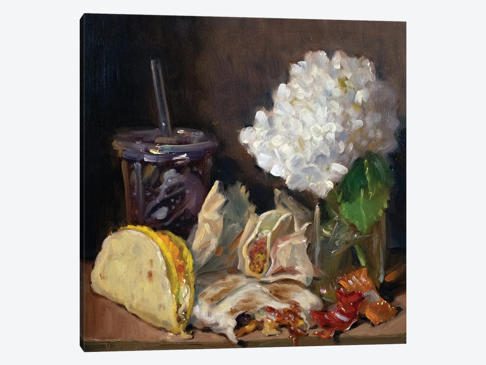 Taco Bell And Hydrangeas by Noah Verrier 1-piece Canvas Print