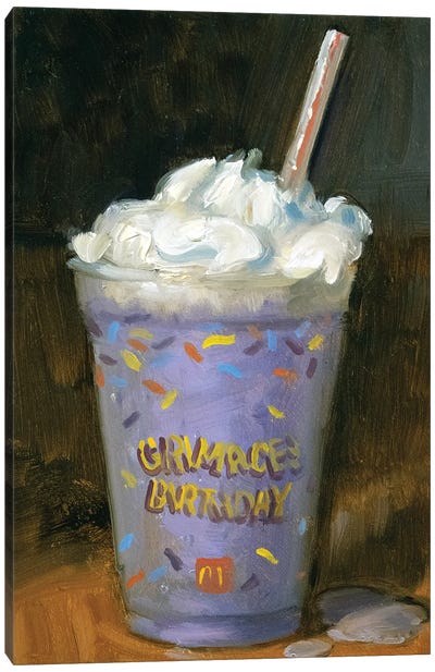 Grimace's Birthday Shake Canvas Art Print - Sweets & Dessert Art