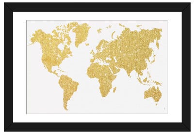 Gold Map Paper Art Print - Maps