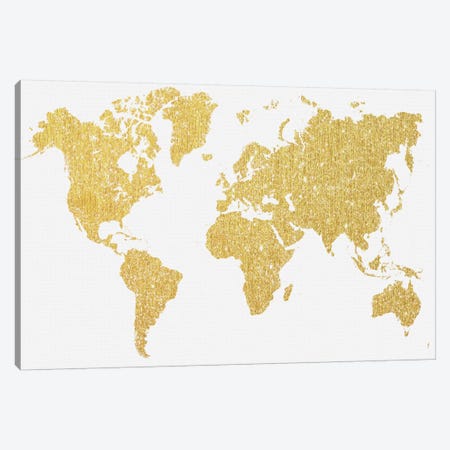 Gold Map Canvas Print #NWE30} by Natasha Wescoat Canvas Artwork