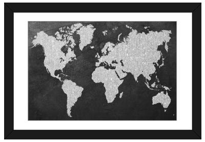 Grey Map Paper Art Print - Maps