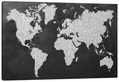 Grey Map Canvas Art Print - World Map Art