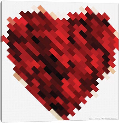Rouge Heart Canvas Art Print - Pixel Art