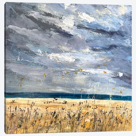 Storm Clouds Over The Beach Canvas Print #NWL32} by Nikki Wheeler Art Print