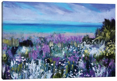 Wildflower Shoreline Canvas Art Print - Blue Abstract Art