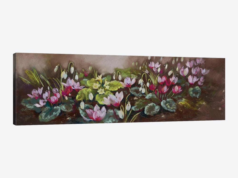 January- Cyclamen And Snowdrops by Nel Whatmore 1-piece Canvas Wall Art