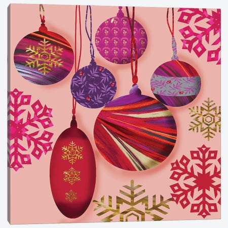 Baubles On Salmon Canvas Print #NWM139} by Nel Whatmore Canvas Wall Art