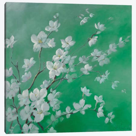 Beauty Of The Blossom Green Canvas Print #NWM140} by Nel Whatmore Art Print