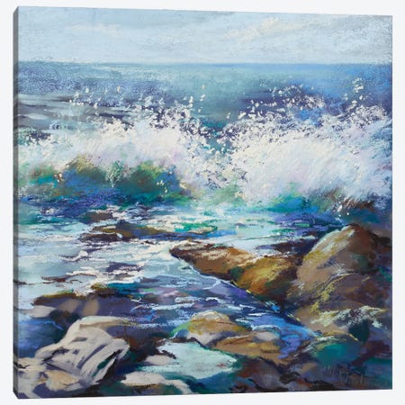 Here Wave After Wave Canvas Print #NWM157} by Nel Whatmore Art Print