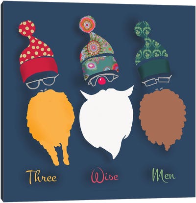 Three Wise Men-Different Beards Canvas Art Print - Nel Whatmore