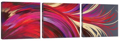 Riding The Wave Triptych Canvas Art Print - Purple Abstract Art