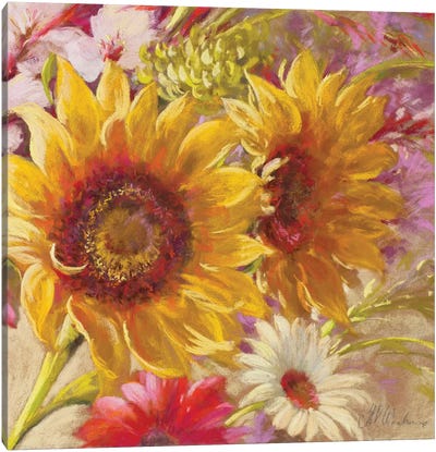 Summer Time Girls Canvas Art Print - Sunflower Art