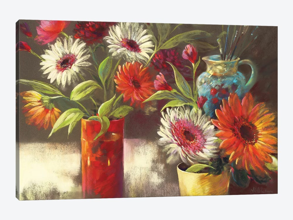 Blooms And Brushes by Nel Whatmore 1-piece Canvas Artwork