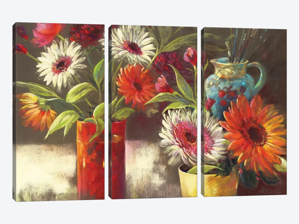 Blooms And Brushes by Nel Whatmore 3-piece Canvas Art