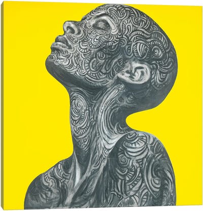 Silantoi Canvas Art Print - Black, White & Yellow Art