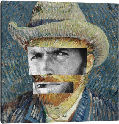 Clint Van Gogh Canvas Art Print - Clint Eastwood