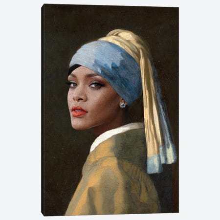 Rihanna With An Ice Earring Canvas Print #NYO17} by Norro Bey Canvas Artwork