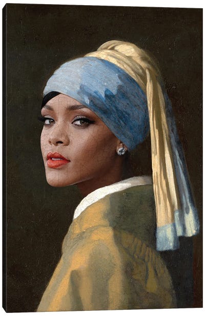 Rihanna With An Ice Earring Canvas Art Print - Rihanna