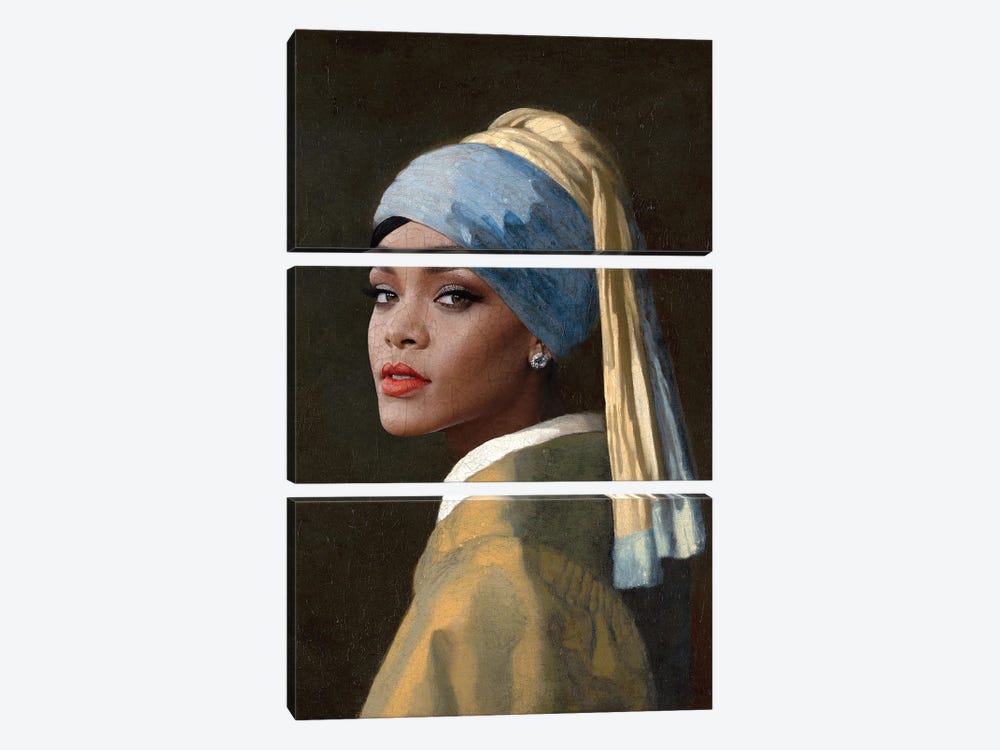 Rihanna With An Ice Earring by Norro Bey 3-piece Canvas Wall Art