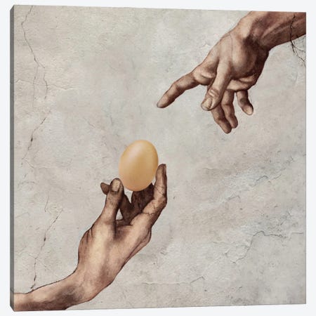Creation Of Egg Canvas Print #NYO18} by Norro Bey Art Print