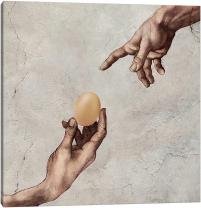 Creation Of Egg Canvas Art Print - The Creation of Adam Reimagined
