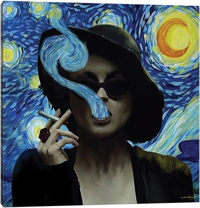 Marla Singer At Starry Night Canvas Art Print