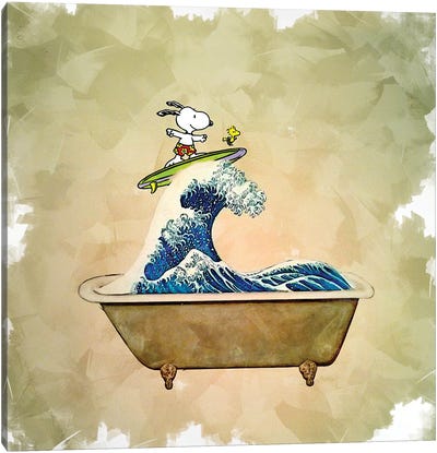 Snoopy Extrême Limite III Canvas Art Print - Surfing Art