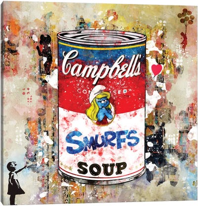 Campbell's Smurfs Canvas Art Print - Campbell's Soup Can Reimagined