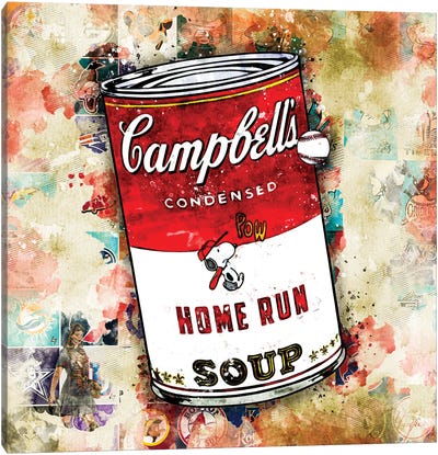 Campbell's Snoopy Home Run Canvas Art Print - Benny Arte