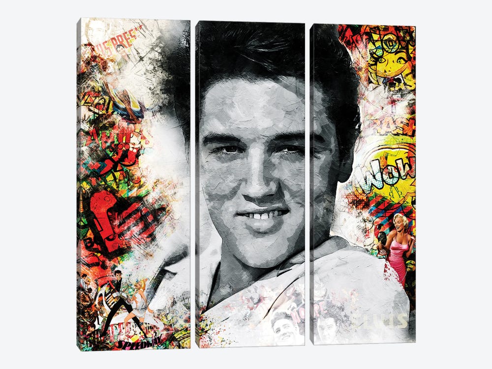 Elvis Presley, Love Me Tender by Benny Arte 3-piece Canvas Wall Art