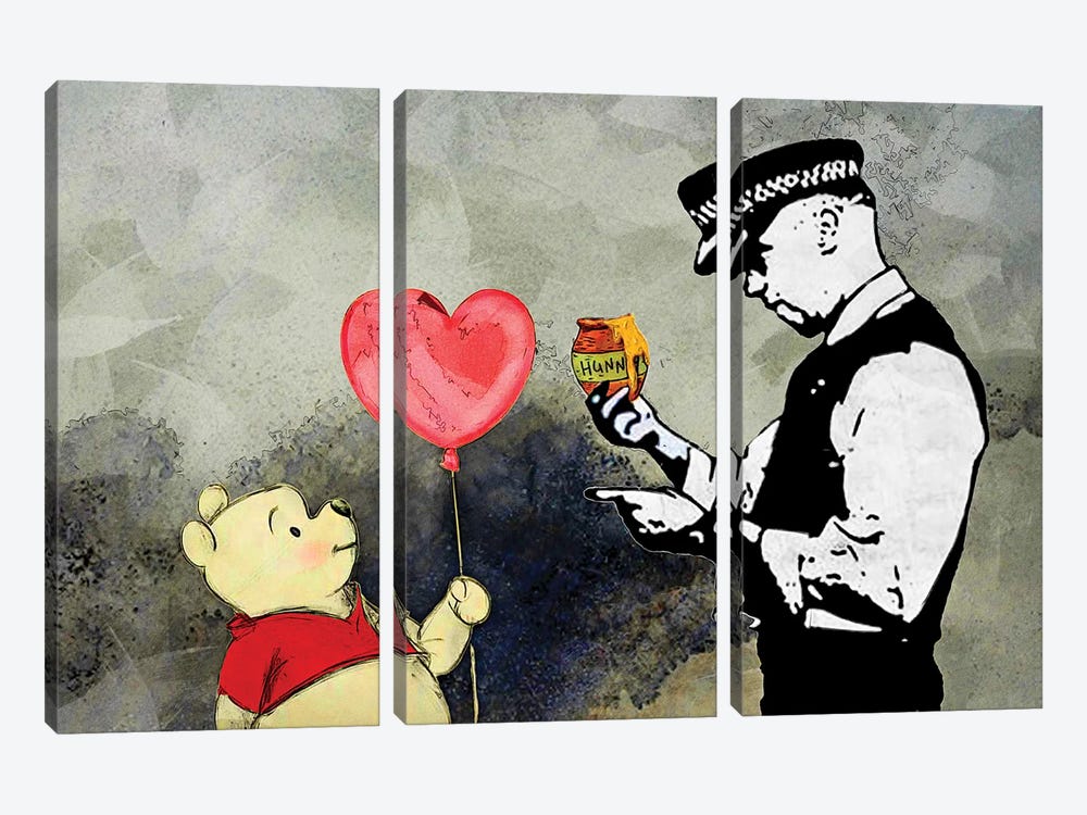 Banksy, Hello Winnie The Pooh by Benny Arte 3-piece Canvas Art Print