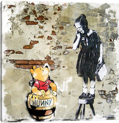 Banksy, Noooon Pas Winnie Canvas Art Print - Benny Arte