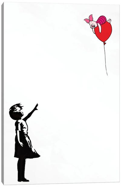 Banksy, Bye Bye Piglet Canvas Art Print - Balloons