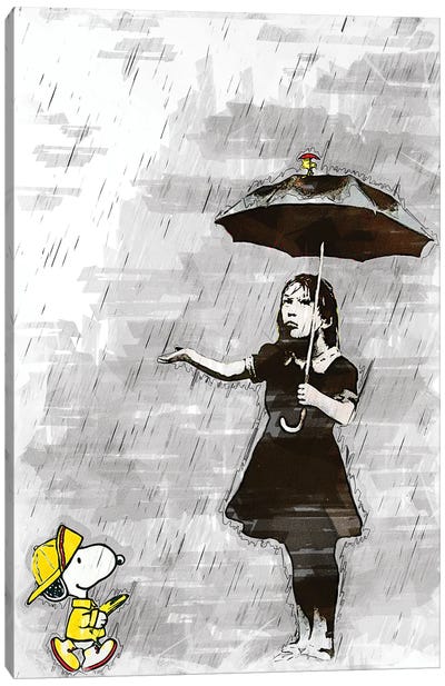 Banksy, November Rain Canvas Art Print - Snoopy