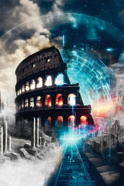 Ancient Ruins: Le Colisée, Vestige Et Avenir Entrelacés by Benny Arte