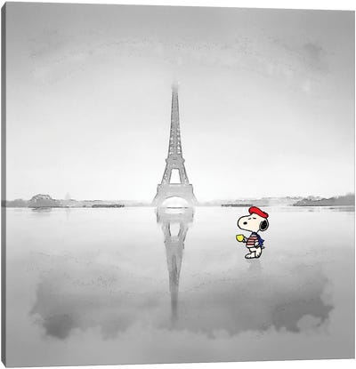 Snoopy, Le Petit Parisien Canvas Art Print - Benny Arte