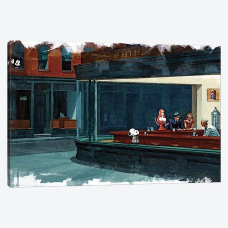 Snoopy, Pause-Café Canvas Print #NYR9} by Benny Arte Canvas Wall Art