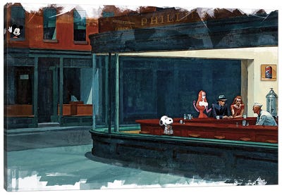 Snoopy, Pause-Café Canvas Art Print - Animated & Comic Strip Character Art