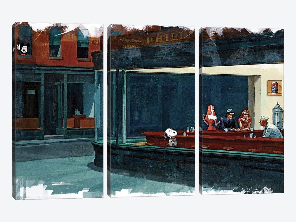 Snoopy, Pause-Café by Benny Arte 3-piece Canvas Artwork