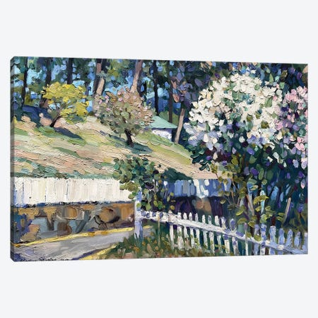 Landscape With Blooming Lilac Canvas Print #NZS12} by Nadezda Stupina Art Print