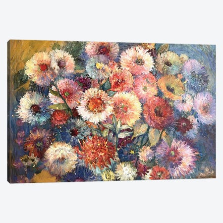 Asters And Dahlia Canvas Print #NZS14} by Nadezda Stupina Canvas Wall Art