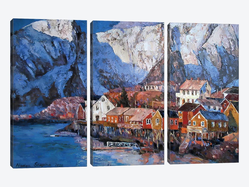North Winter Sun In The Mountains by Nadezda Stupina 3-piece Canvas Artwork