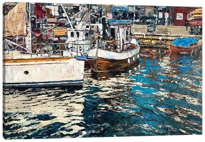 On A Sunny Day On The Pier Canvas Art Print - Harbor & Port Art