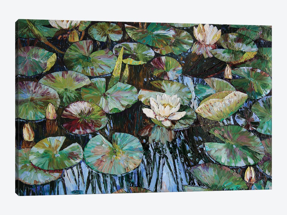White Water Lilies by Nadezda Stupina 1-piece Canvas Artwork