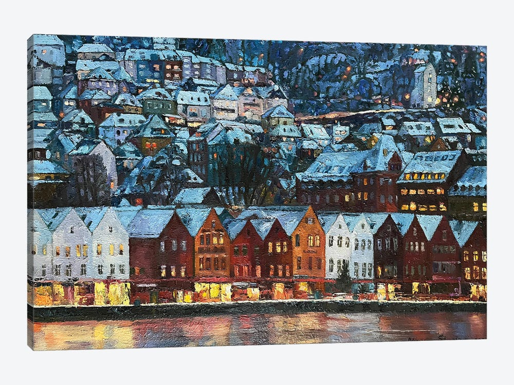 Winter Twilight In Bergen by Nadezda Stupina 1-piece Canvas Wall Art