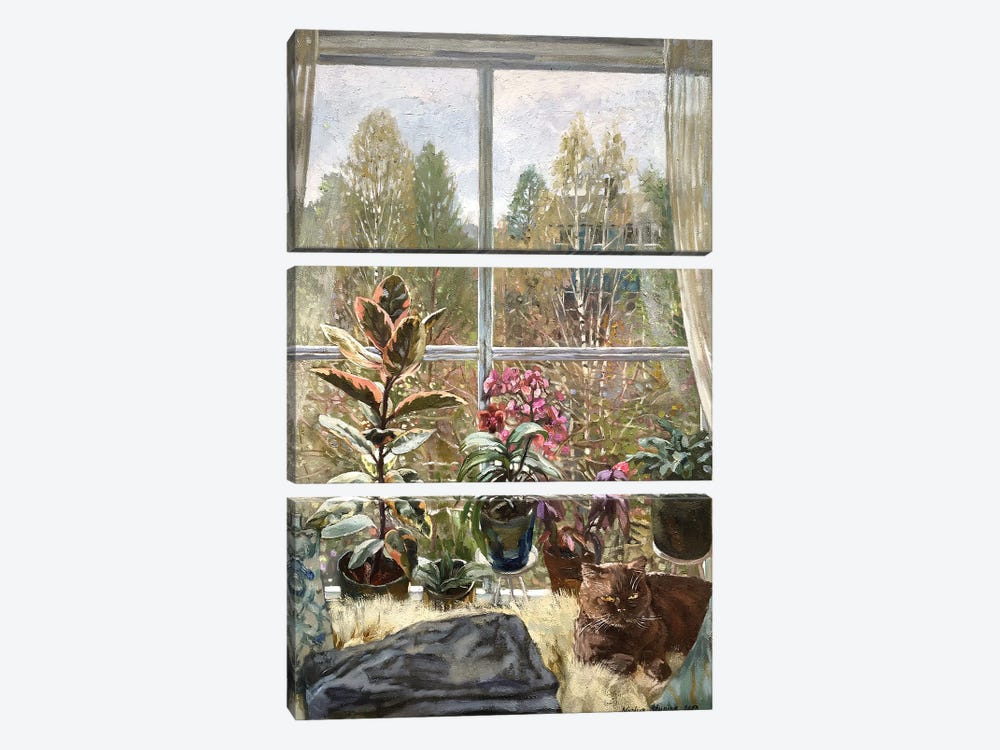 And It Is Spring Outside The Window by Nadezda Stupina 3-piece Canvas Wall Art
