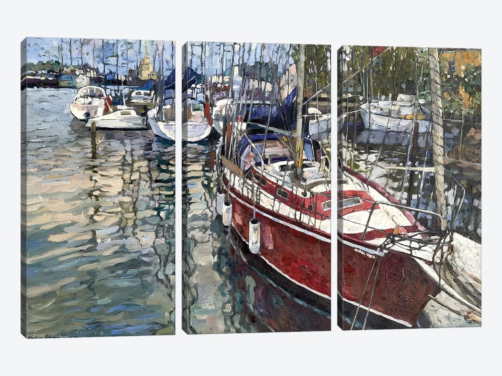 Melodies Of The Harbor by Nadezda Stupina 3-piece Canvas Art Print