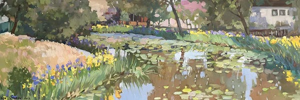 Irises: A Pond With Water Lilies And Irises III by Nadezda Stupina